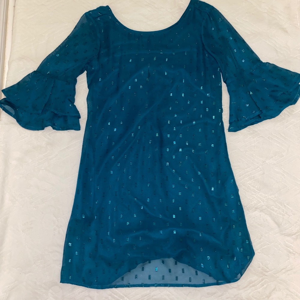 Emerald Embellished Bell Sleeve dress
